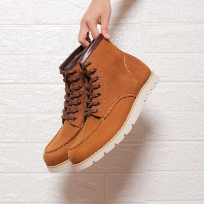 sepatu boot pria moc toe boots genuine leather kulit asli model Edgar