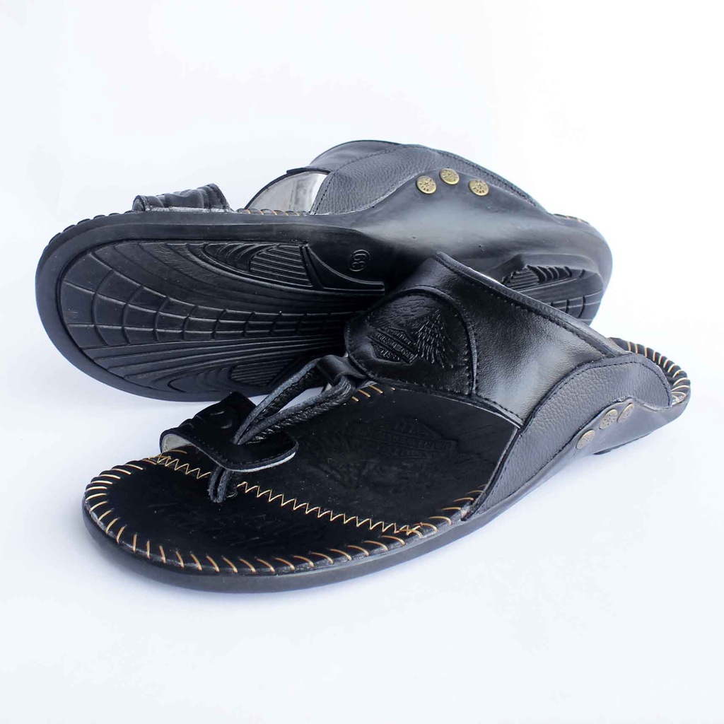 Sandal Kulit Asli - Sandal Kulit Pria Harley Davidson - Sandal Casual - Sandal Jepit Lingkar