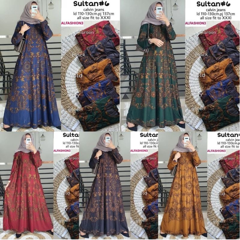 Gamis Wanita Bahan Calvin Jeans Tebal Adem Dan Nyaman dipakai Sehari hari / Sultan Maxy / [FLASH SAL