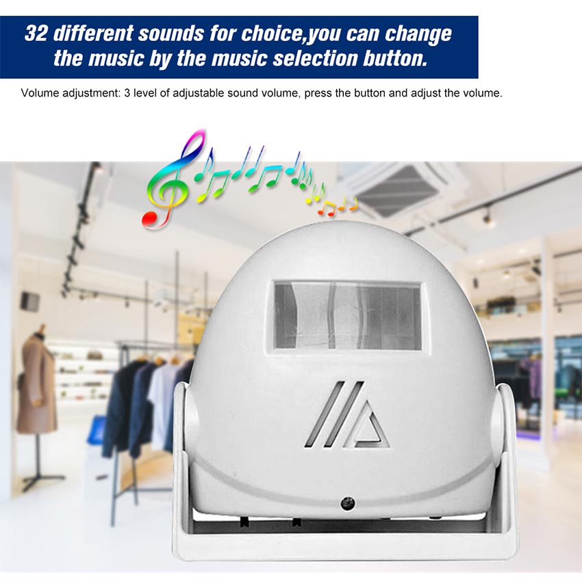 Bel Pintu Toko Rumah sensor gerak Selamat Datang Alarm Sensor Gerak- 32 melodi -Bel Bell toko pintu