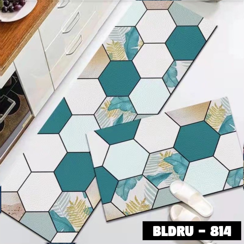 FLEUR-ID - 1 SET PREMIUM BLUDRU (40*60 CM & 40*120 CM) KESET DAPUR LEMBUT ANTI SLIP-BLDRU - 814