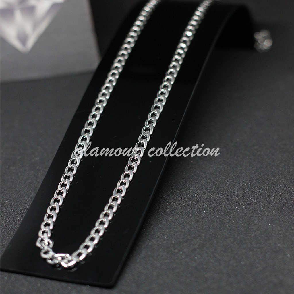 Kalung Titanium HipHop/KPOP model Rantai Silver 55CM Fashion Pria Wanita ANTI KARAT !