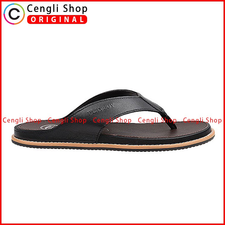 PLAYBOY SANDAL JEPIT KULIT CASUAL PRIA ORIGINAL TERBARU HITAM PLB7