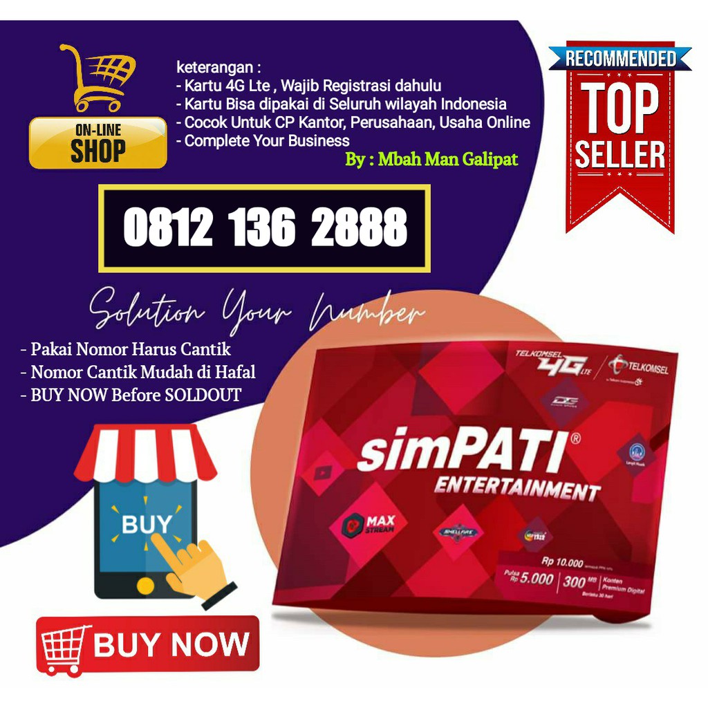 NOMOR CANTIK SIMPATI 11 DIGIT EKOR TRIPLE GEMUK 136 2888
