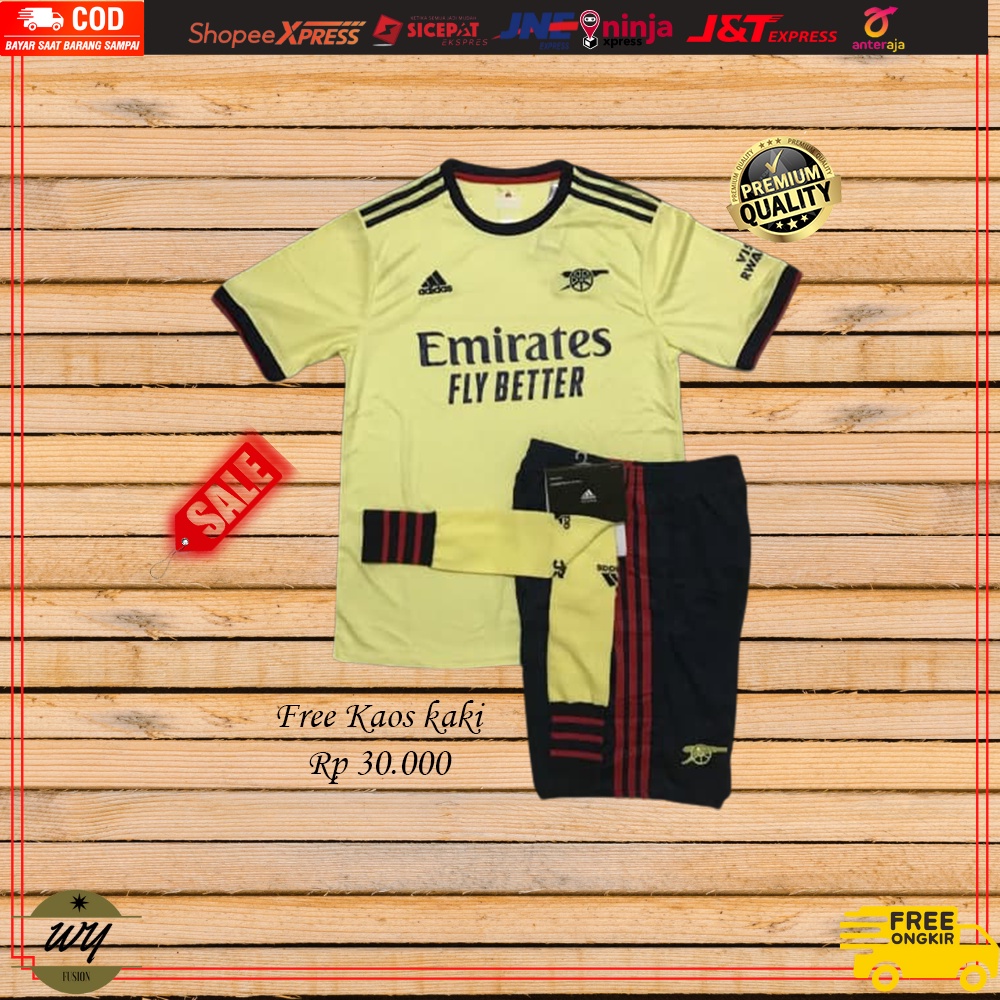 Setelan Baju jersey Olahraga Bola Futsal Arsenal Home Away 3rd Fullset Lengan Pendek Pria Dewasa New