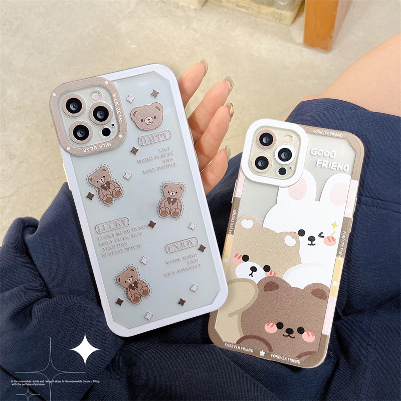 IPHONE Sahabat Lucu Soft TPU Case Kompatibel Untuk Iphone6 6s 7 8 Plus 11 Pro Max 7Plus 8Plus XR X XS Max 12 13 Pro Max 14 Pro Max Beruang Lucu Kelinci Soft Case