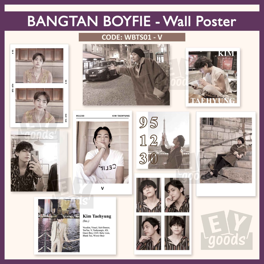 Wall Decor BTS Bangtan Boys BOYFIE Boyfriend Material walldecor Art print postcard poster card dinding kpop jimin jungkook taehyung v suga jin jhope namjoon photocard wall poster deco sticker stiker aesthetic merchandise polaroid mood board hiasan kamar