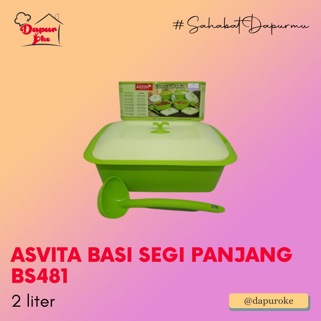 Asvita Basi Emerald Segi Panjang 2 Lt BS481 / Tempat Sayur