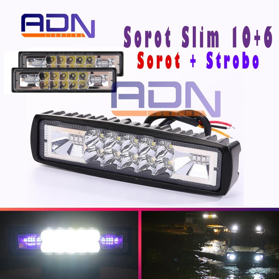 ADN.in LAMPU TEMBAK SOROT LED CWL 10 LED S.kedip 3X3 6000K SLIM BAR