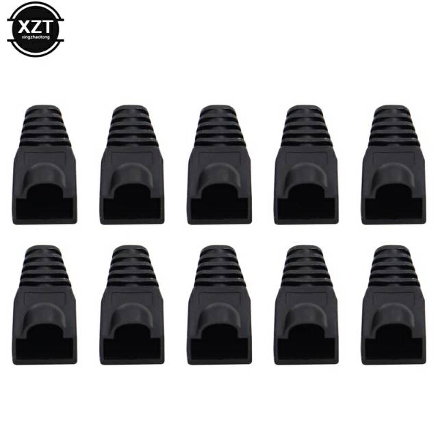 Karet Pelindung 50 Pcs Sarung Konektor RJ45 CAT5E CAT6 Plugboot plug boot Warna Hitam