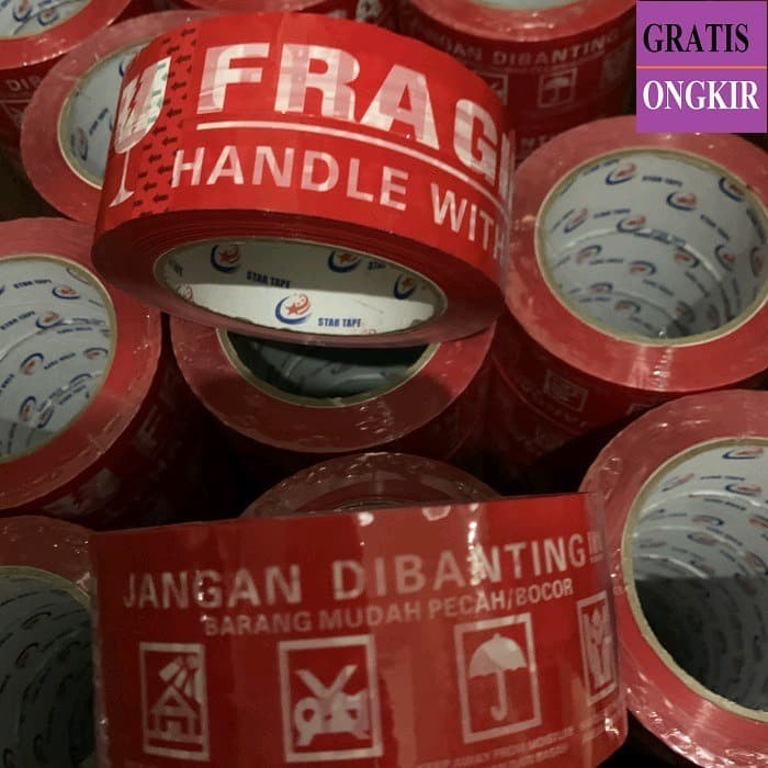 

Unik Lakban Fragile Merah 100 Meter ( Lakban Fragile Jangan Dibanting ) Limited