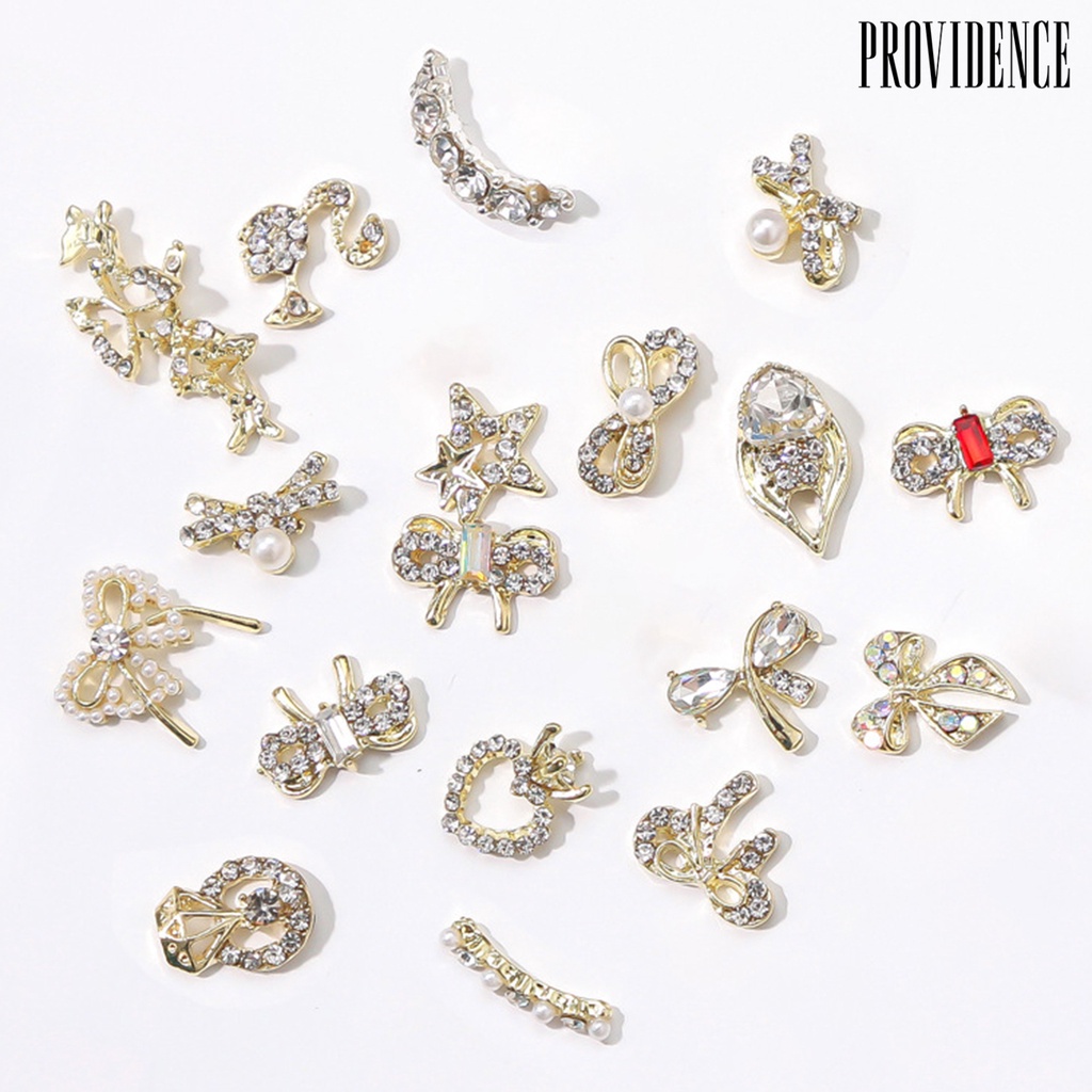 Providence 10Pcs Nail Rhinestones Bow-tie Heart Imitation Pearls Nail Art Design Accessories 3D Nail Manicure Craft Ornaments for DIY Crafts