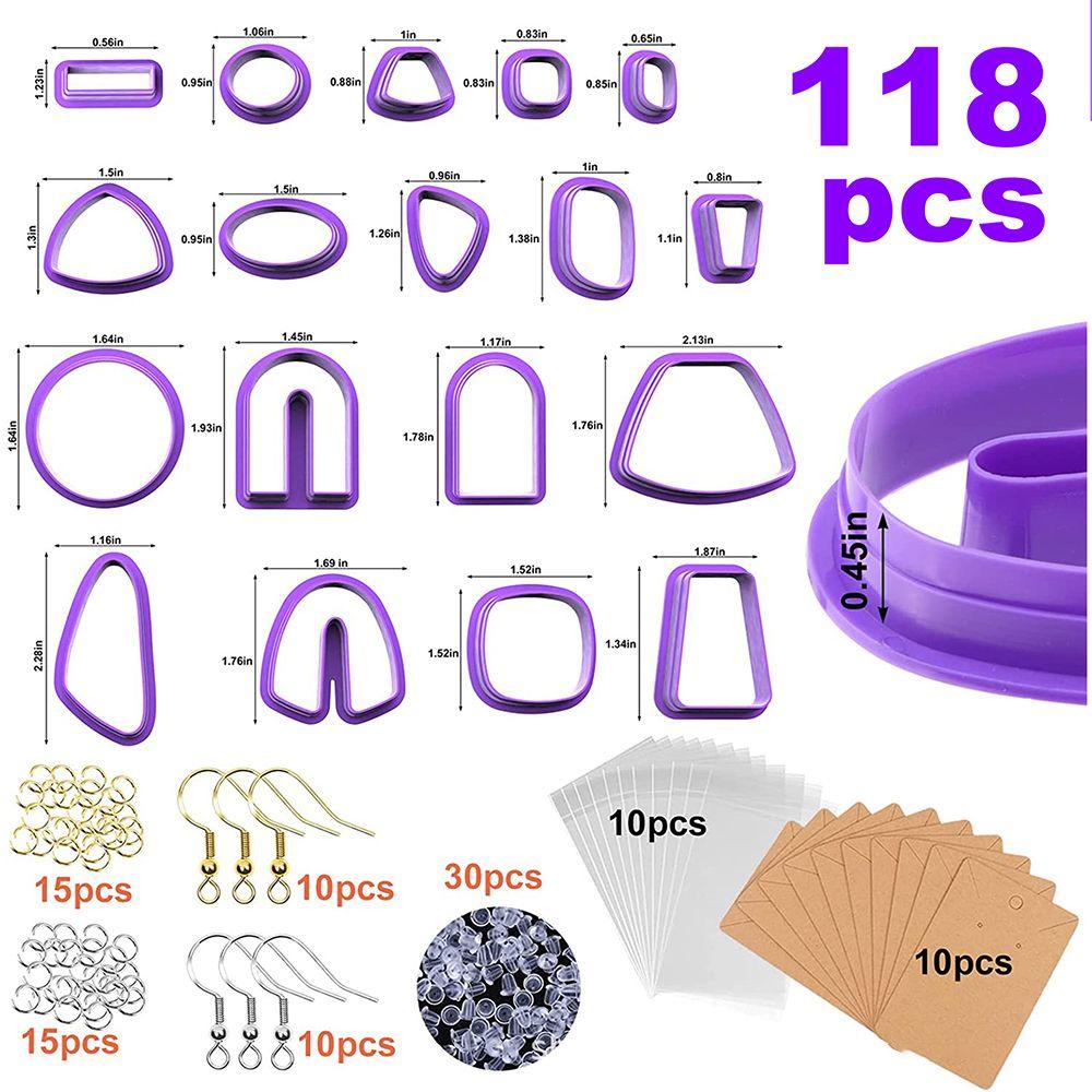 Preva 118pcs Pemotong Tanah Liat Polimer Handmade Kartu Anting Cetakan Kue Plastik