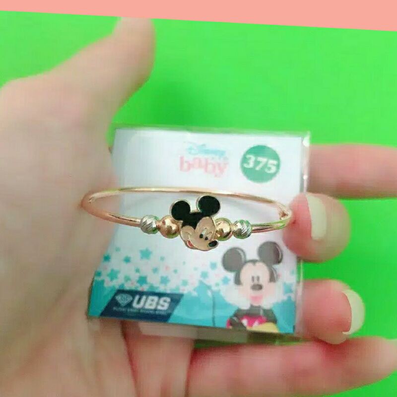 GELANG BANGLE ANAK MODEL MICKEY MOUSE 4 BOLA EMAS UBS KADAR 375