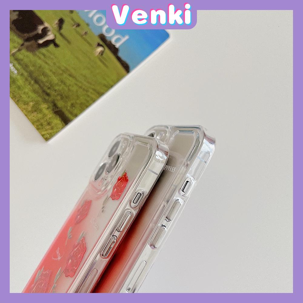 iPhone Case Luxury Silicone Soft Case Clear Case Shockproof Protection Camera Red Rose Flower Compatible For iPhone 11 iPhone 13 Pro Max iPhone 12 Pro Max iPhone 7Plus iPhone xr