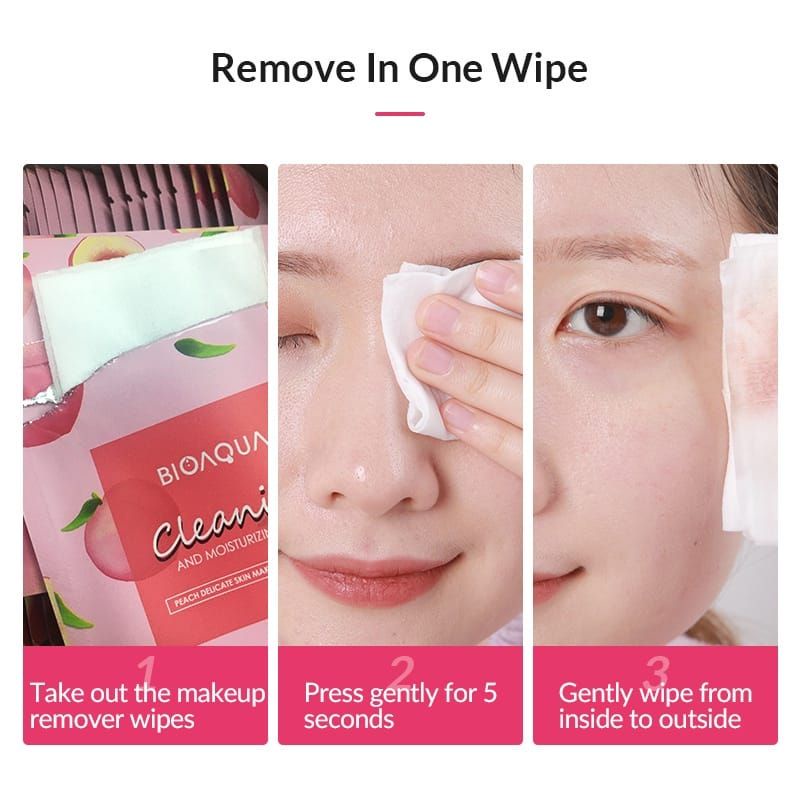 Bioaqua Peach Delicate Skin Makeup Removal Wipes &amp; Avocado Moist Wipes Makeup Removal 9g