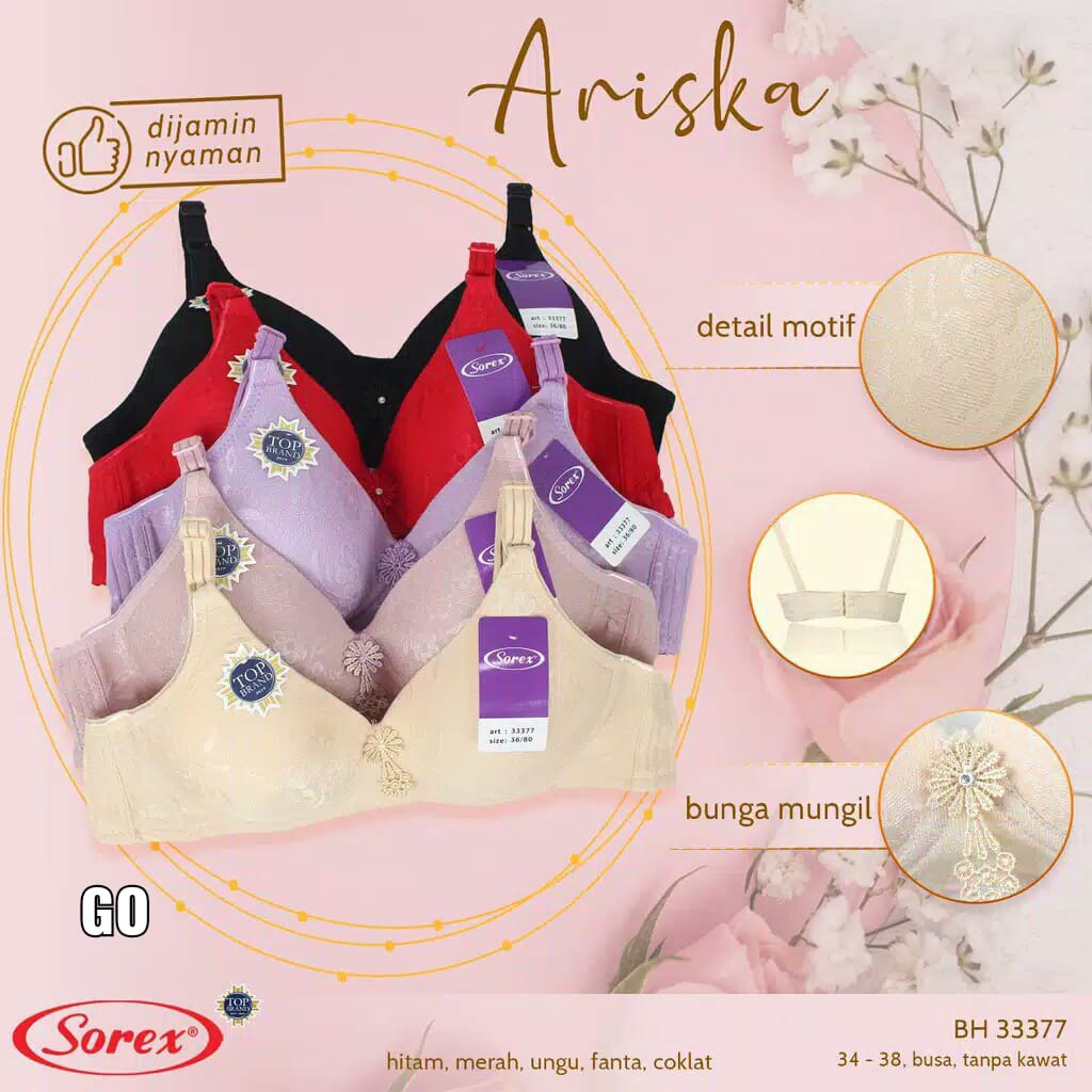 sogo SOREX BH Tanpa Kawat Bra Bh Busa Tipis 33377 Pakaian Dalam Wanita