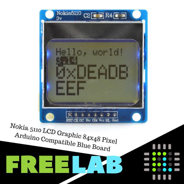 Nokia 5110 LCD Graphic 84x48 Pixel Arduino Compatible Blue Board