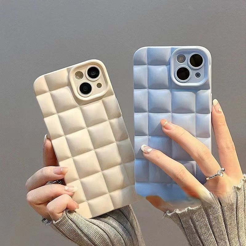 Case Motif Kotak-Kotak Warna Biru Untuk iPhone 12 13 14 11 Pro Max X Xs Max Xr pohe