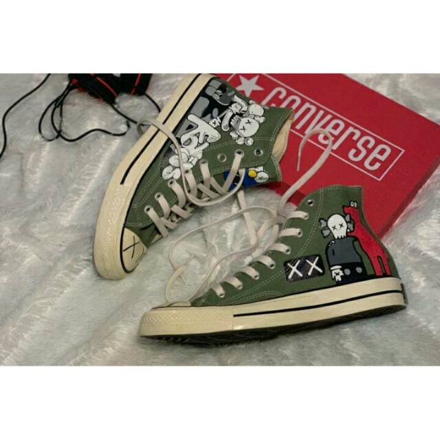 SEPATU ALL STAR CONVERSE CHUCK TAYLOR 1970s 70S PREMIUM VERSI (Uni qlo x kaws) ARMY BIG SALE