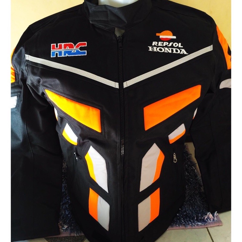 Jaket Bikers Pria Motor Touring Repsol Honda Racing Tebal Warna ORANGE Jacket Harian Murah Anti Air