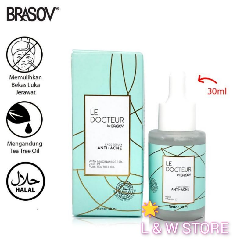 BRASOV Serum Mencerahkan Kulit Wajah 30 ML Le Docteur Skin Care Whitening Dengan Vitamin C Face Serum BPOM Halal