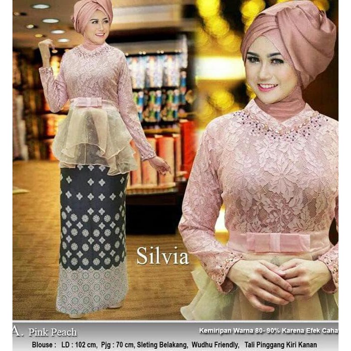 BAJU KEBAYA WISUDA CANTIK / KEBAYA MUSLIM SILVIA PINK PEACH