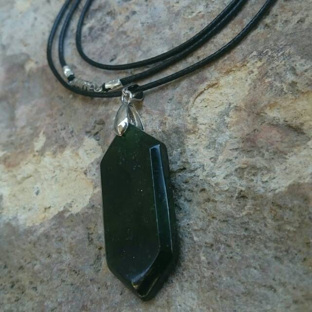 Kalung Liontin Natural Giok Black Jade Aceh Terapi Heksagonal AAA+ QUALITY