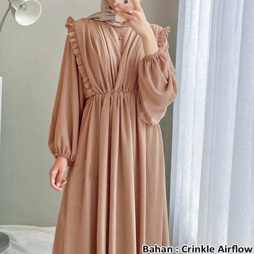 Valva Crinkle Airflow - Baju Gamis Jumbo Wanita - Dress Muslim - Gamis Dewasa - Tunika