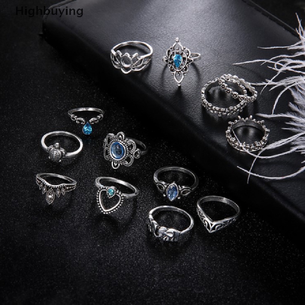 Hbid 13pcs / Set Cincin Aneka Desain Gaya Punk Untuk Wanita