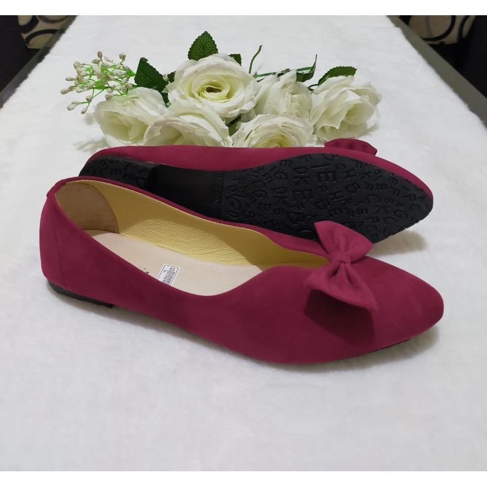 Sepatu wanita flat shoes/balet model pita besar bisa bayar ditempat