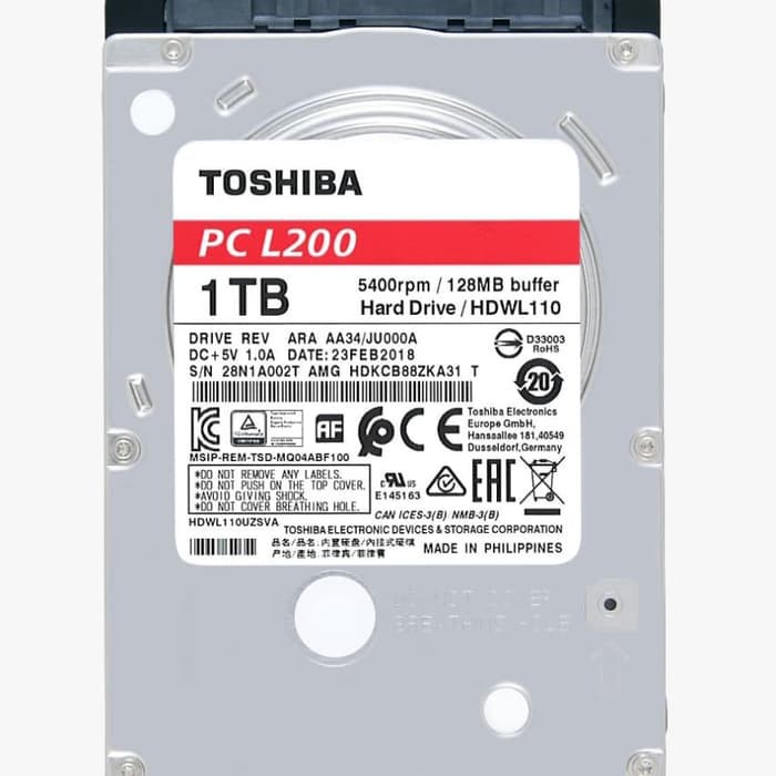 Toshiba HDD Harddisk Notebook 1TB SATA Resmi