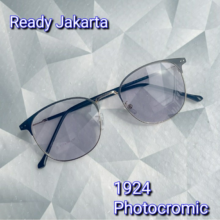 Kacamata  Free Box Dan Lap Photocromic Anti Radiasi Unisex Vintage Kacamata Berubah Warna 1924