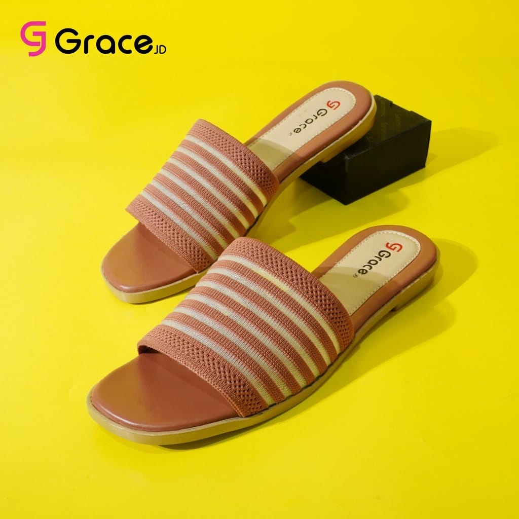 Grace (CBR SLOP) Sandal Selop Wanita kokop strap garis/ Korean Women Slippers / sandal rajut selop