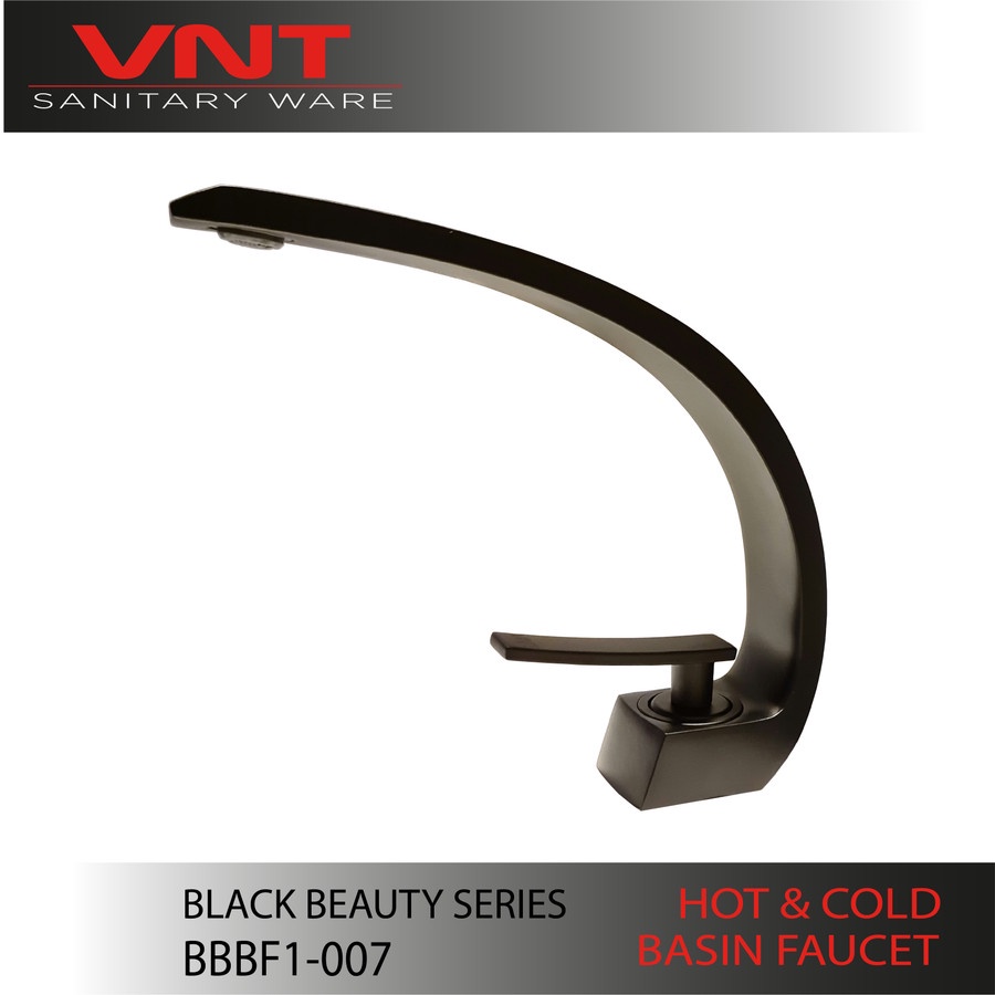 Kran Wastafel Hot Cold Black Minimalis Faucet Keran Hitam Panas Dingin