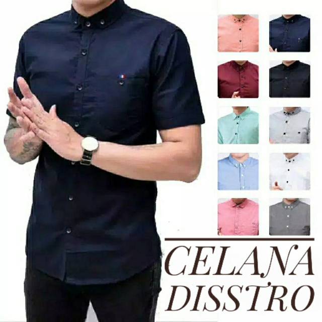 Hem polos lengan pendek brand distro pria dewasa hem cowok matt oxford dan puplin