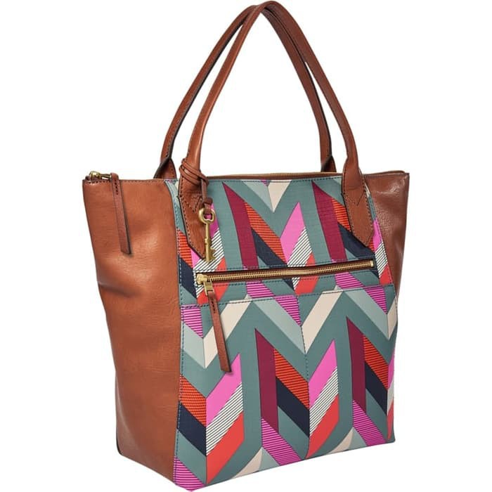 Fossil Fiona EW Tote Chevron Blue - Tas Wanita