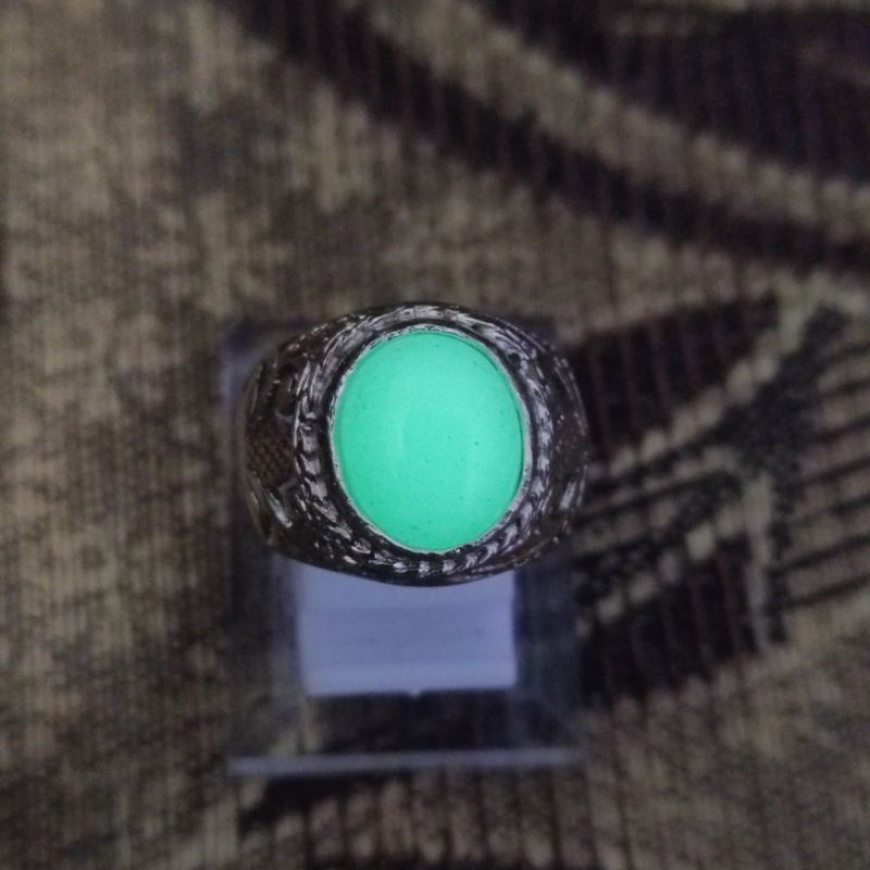 Cincin batu akik fosfor size kantoran ring alpaka bali mewah (N)
