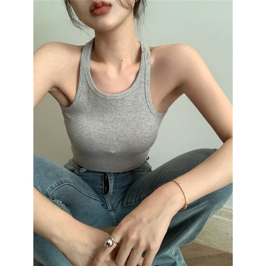 Suhao Kamisol Sexy Bottoming Shirt Cropped Top