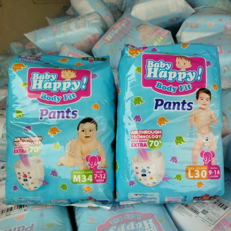 baby happy pants  s40 2  m34  l30  xl26  xxl24 2   baby happy body fit pants   popok bayi celana  po