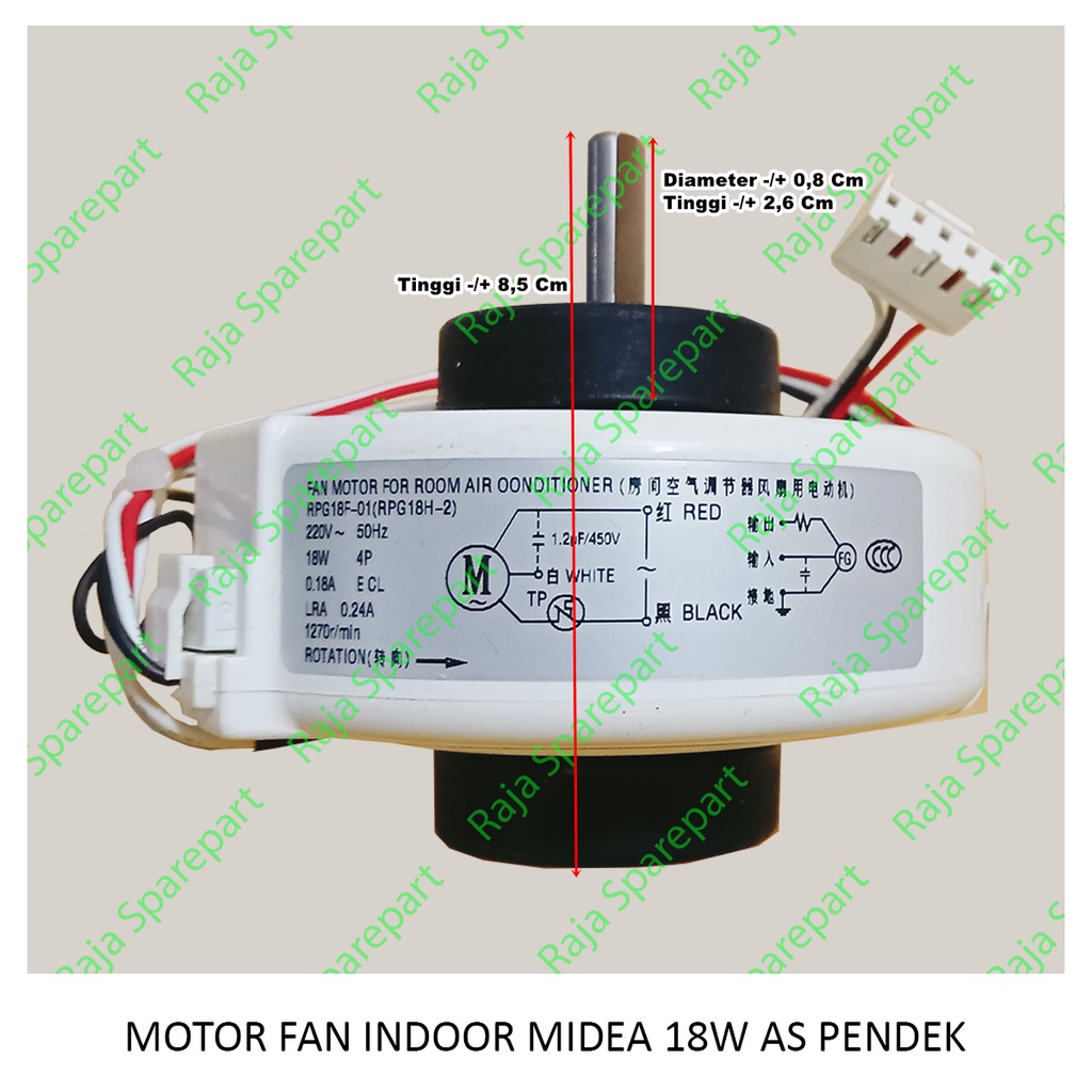 MOTOR FAN INDOOR AC MIDEA 18W AS PENDEK