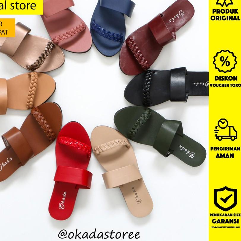 ➸ [OKADA Official Store] SANDAL SLIP ON WANITA (HANDBLOC) ORIGINAL OKADA ✴