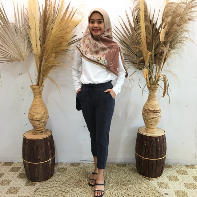 TIBESI PANTS | CELANA MOTIF KOTAK TIBESI | CELANA CASUAL WANITA | BAWAHAN WANITA | 1033