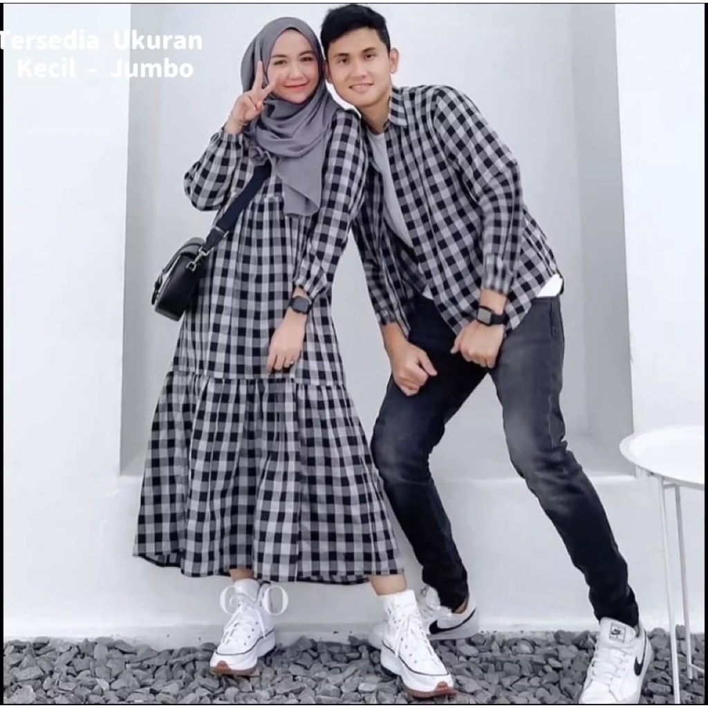 [BEST SELLER]FUZI COUPLE SUPER JUMBO //Baju Couple Remaja JUMBO Motif Kotak Terbaru 2024 // Busui Fr