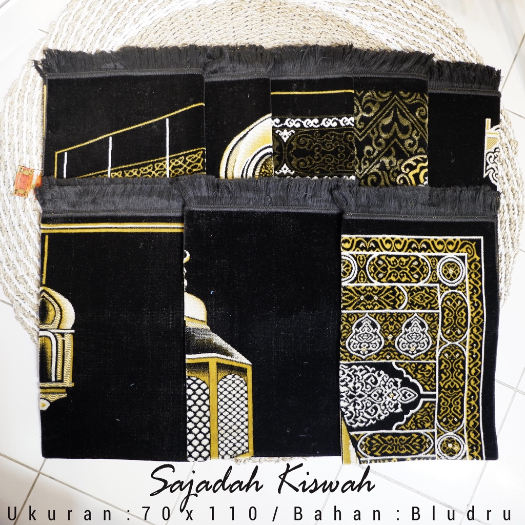 Sajadah Hitam Premium TEBAL LEMBUT DAN HALUS / Sajadah Kiswah Original KISWAH Motif Terbaru