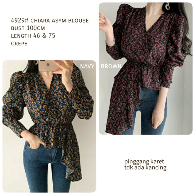 MDLV ~ 4929# Chiara Asym Blouse Premium Blouse Korea Blouse Import Atasan Impprt motif Bunga Fashion import