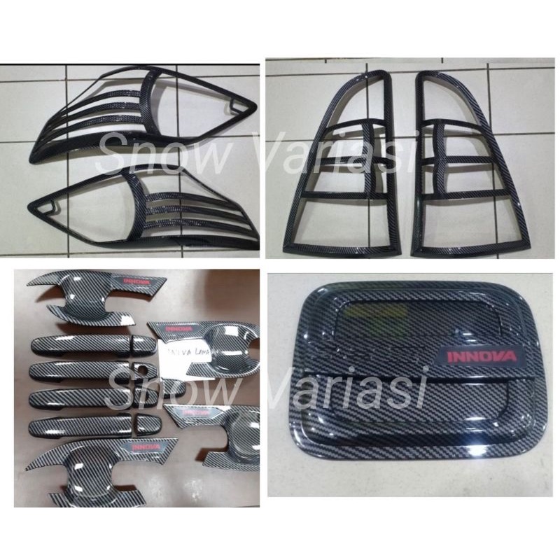 Paket Garnish Depan Belakang Outer Handle Tank Cover Grand Innova 2012 2015 Carbon