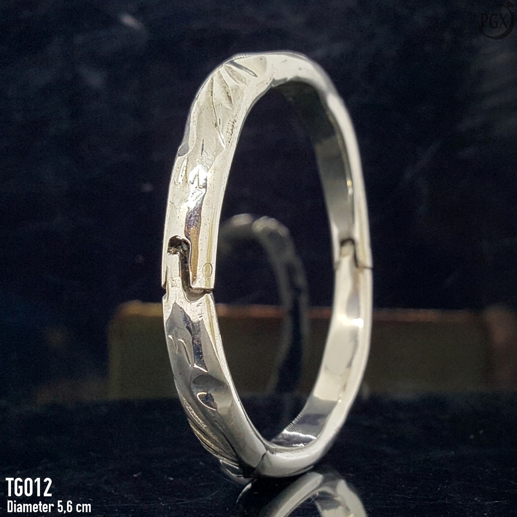 PGX Gelang Bangle Baja Putih Titanium Aksesoris Fashion Perhiasan Premium - TG012