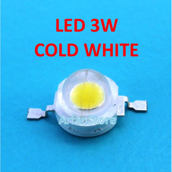 High Power LED 3W Putih Cold White 8000K sd 8500K 3.2 sd 3.4V 700mA