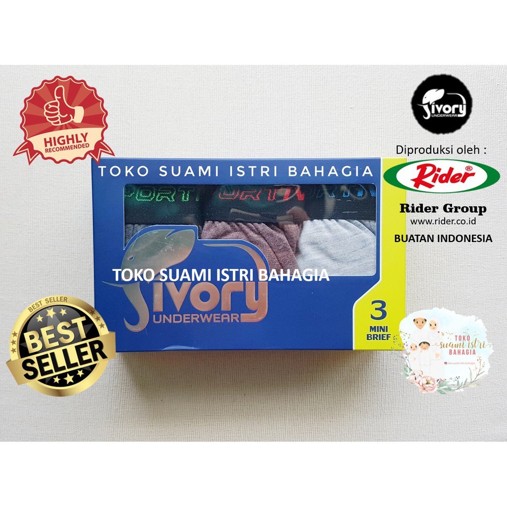 Celana Dalam Rider Ivory IV202 Pria Katun Mini Brief Asli Murah